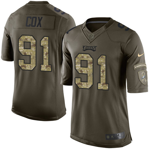 Men's Elite Fletcher Cox Nike Jersey Green - #91 Salute to Service NFL Philadelphia Eagles